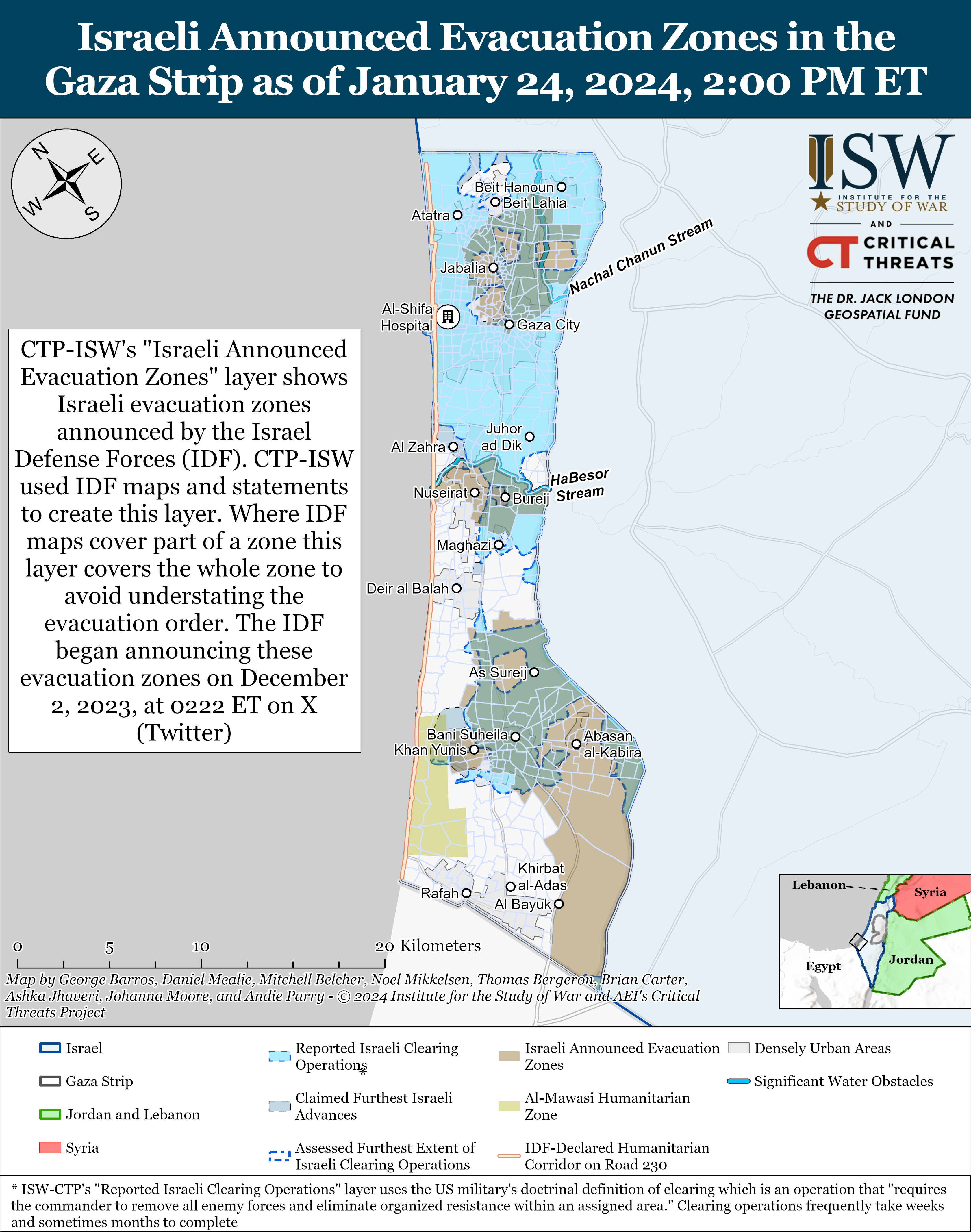 Iran Update January 24 2024 Institute For The Study Of War   Gaza Evacuation Zone Map January 24%2C2024 